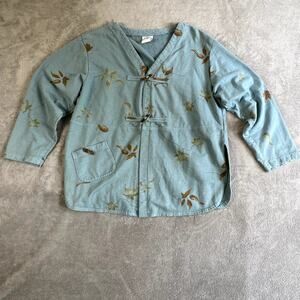 Mill Valley Blue Tunic Sweater Womens L Boho Cottagecore Fall 100% Cotton